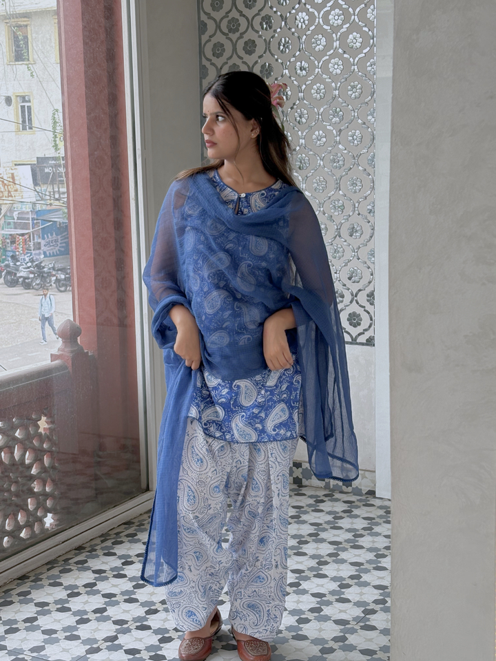 Indigo Fusion Farshi Set
