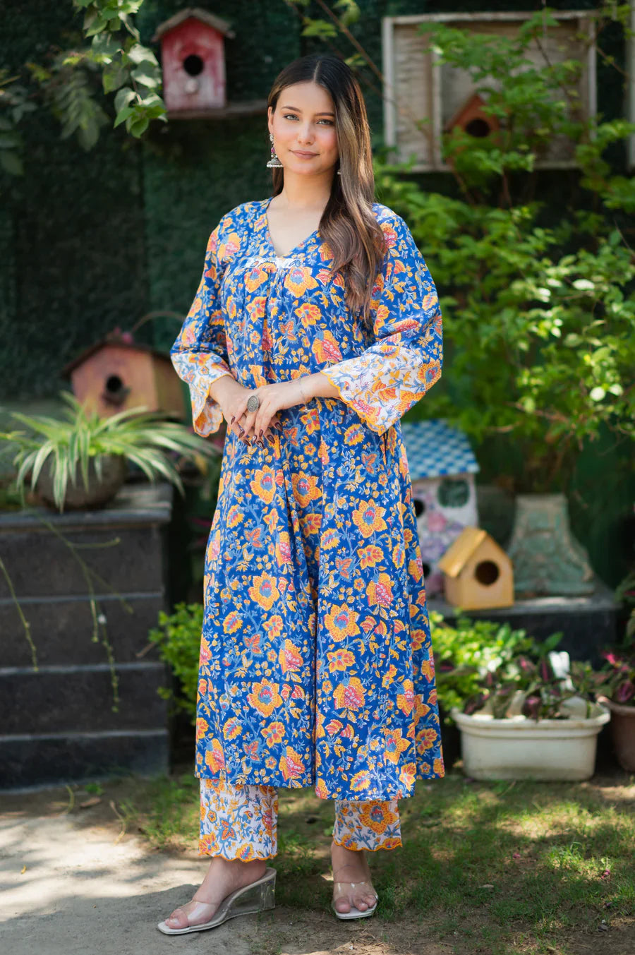 Blue-Pure-Cotton-Handblock-2-Piece-Kurta-Set
