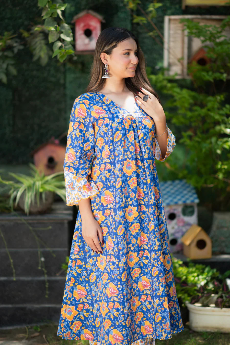 Blue-Pure-Cotton-Handblock-2-Piece-Kurta-Set