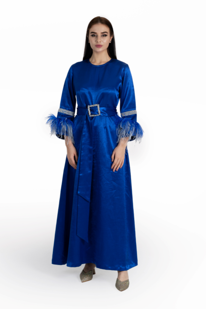 Blue Satin Tanaya Kaftan 