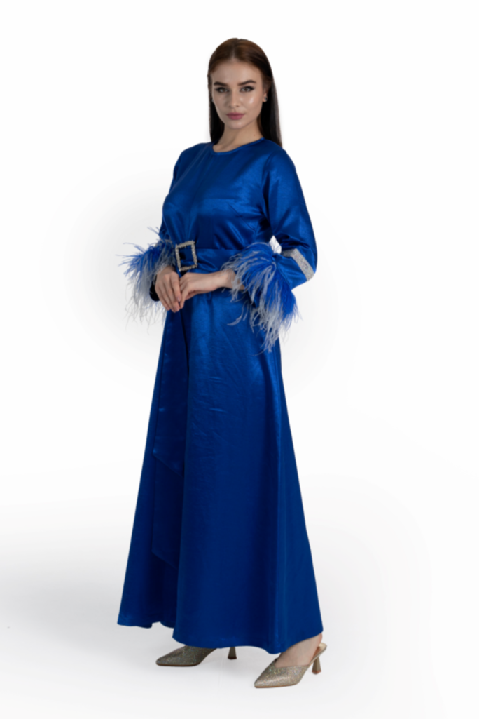 Blue Satin Tanaya Kaftan 