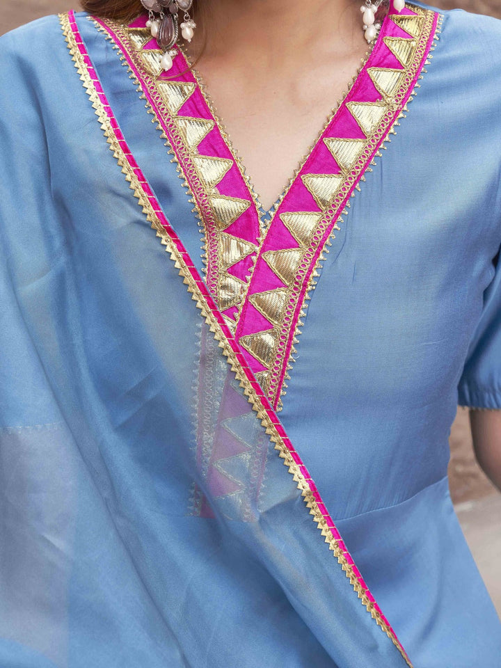 Blue-Silk-Blend-With-V-Neck-Design-Flared-3-Piece-Kurta-Set