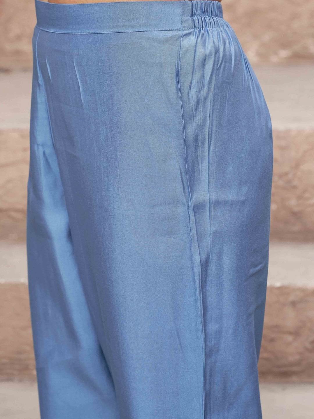 Blue-Silk-Blend-With-V-Neck-Design-Flared-3-Piece-Kurta-Set