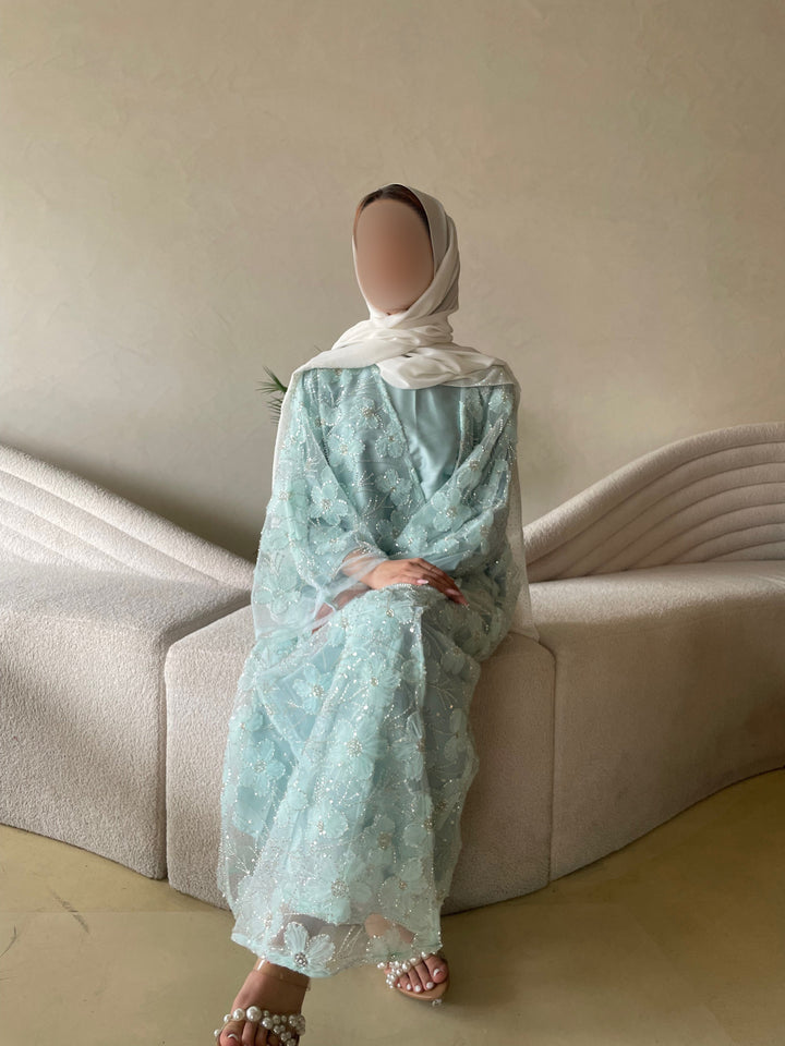Blue-Silk-Eternal-Bloom-Pearl-Full-Abaya-Set