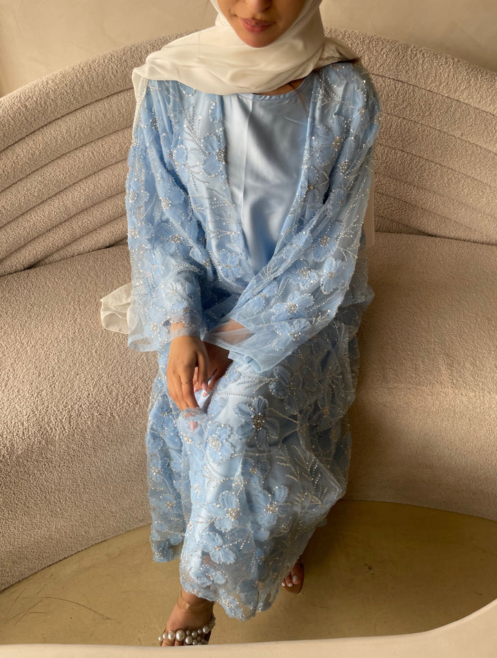 Blue-Silk-Moonlit-Pearl-Full-Abaya-Set