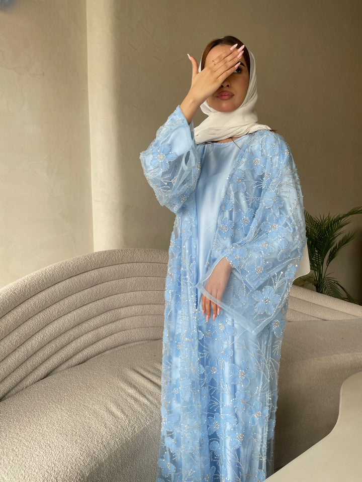 Blue-Silk-Moonlit-Pearl-Full-Abaya-Set