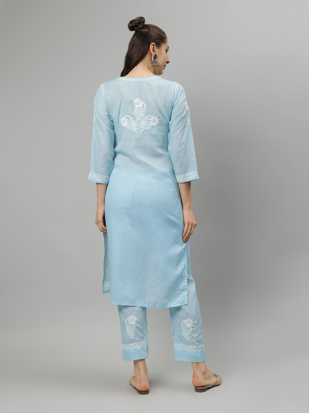 Blue-Terivoil-Cotton-Lucknowi-Chikankari-Kurta-Set