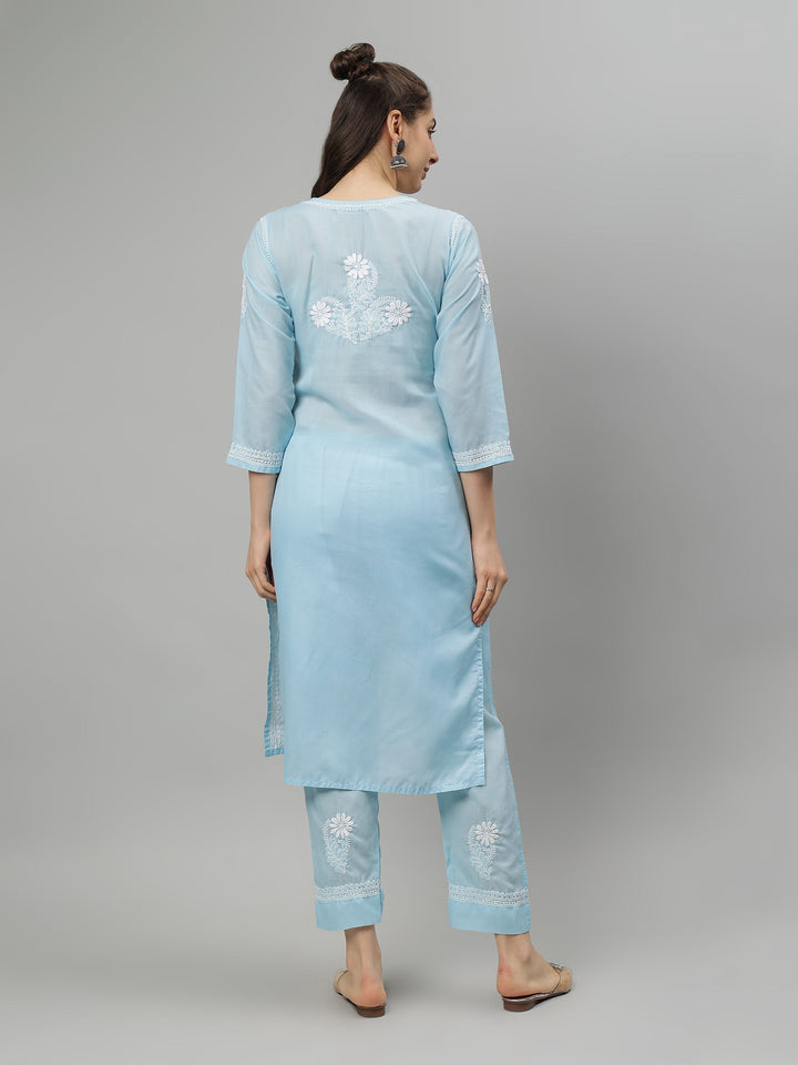 Blue-Terivoil-Cotton-Lucknowi-Chikankari-Kurta-Set