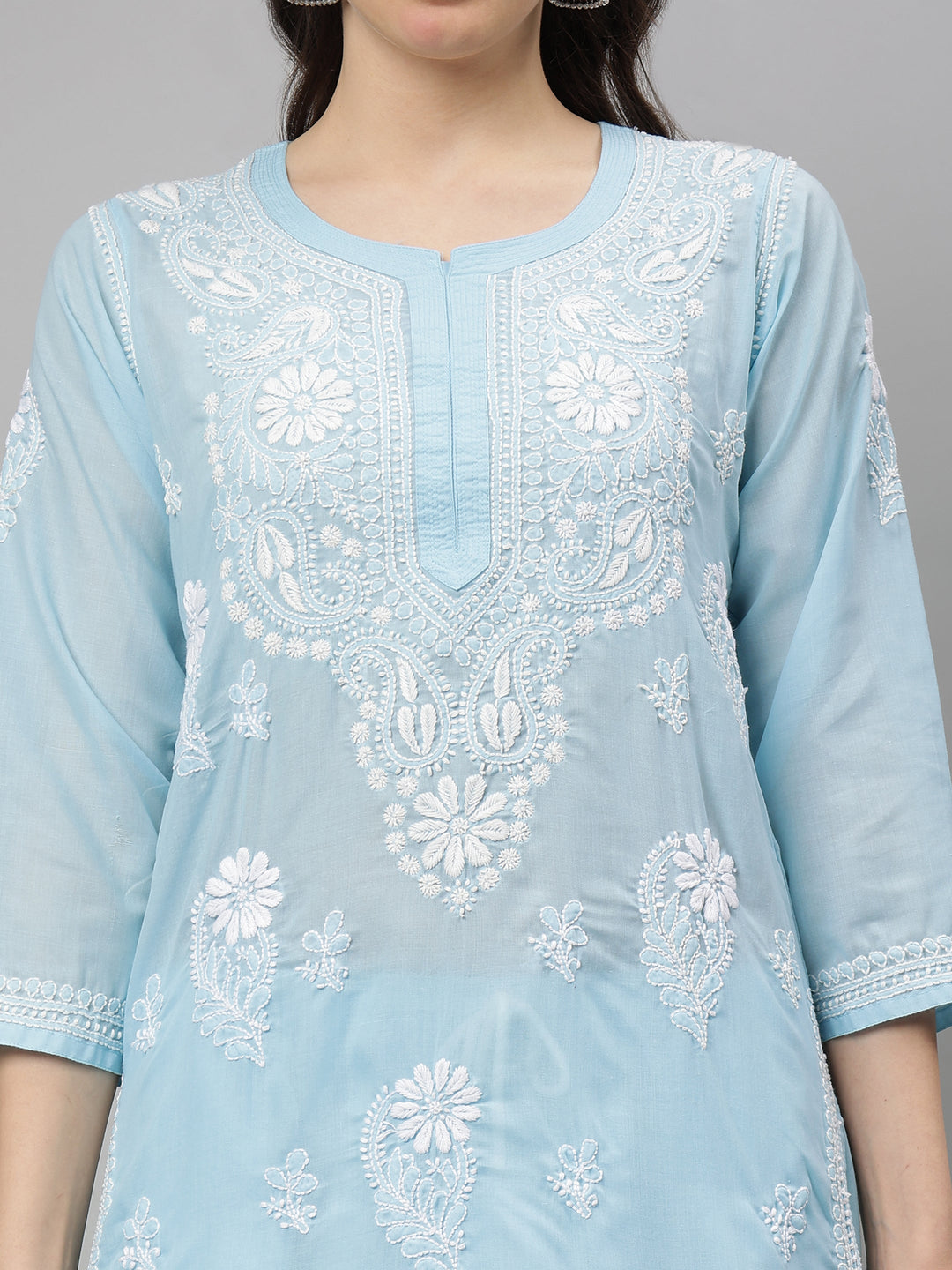 Blue-Terivoil-Cotton-Lucknowi-Chikankari-Kurta-Set