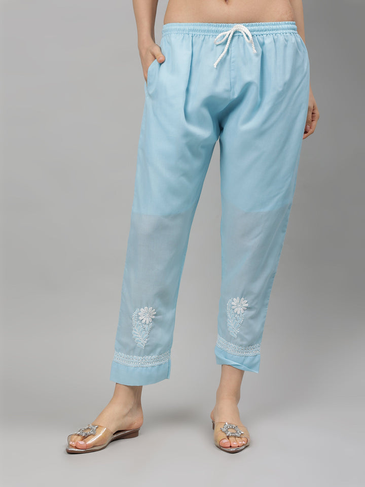 Blue-Terivoil-Cotton-Lucknowi-Chikankari-Kurta-Set