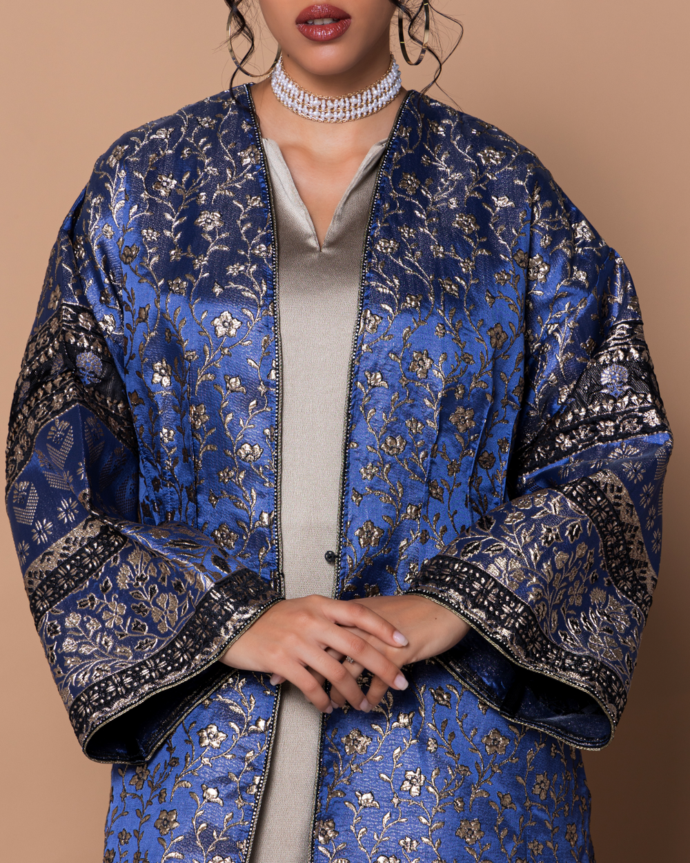 Blue Turkish brocade Abaya