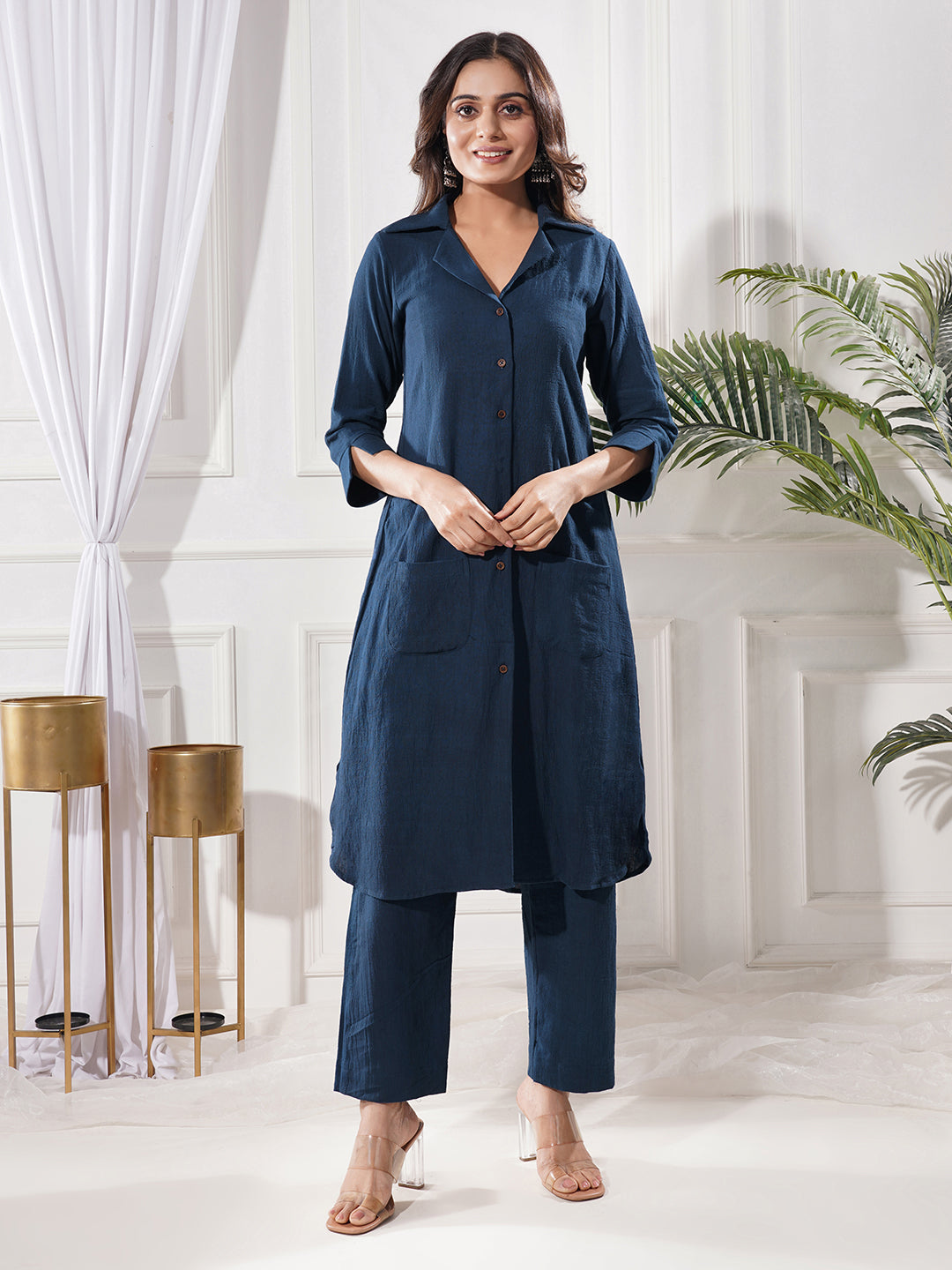 Blue Cotton Horizon Handwoven Kala Co-Ord Set