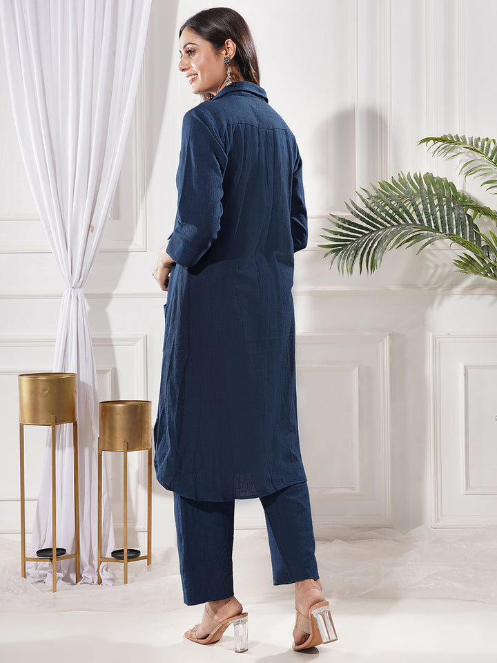 Blue Cotton Horizon Handwoven Kala Co-Ord Set