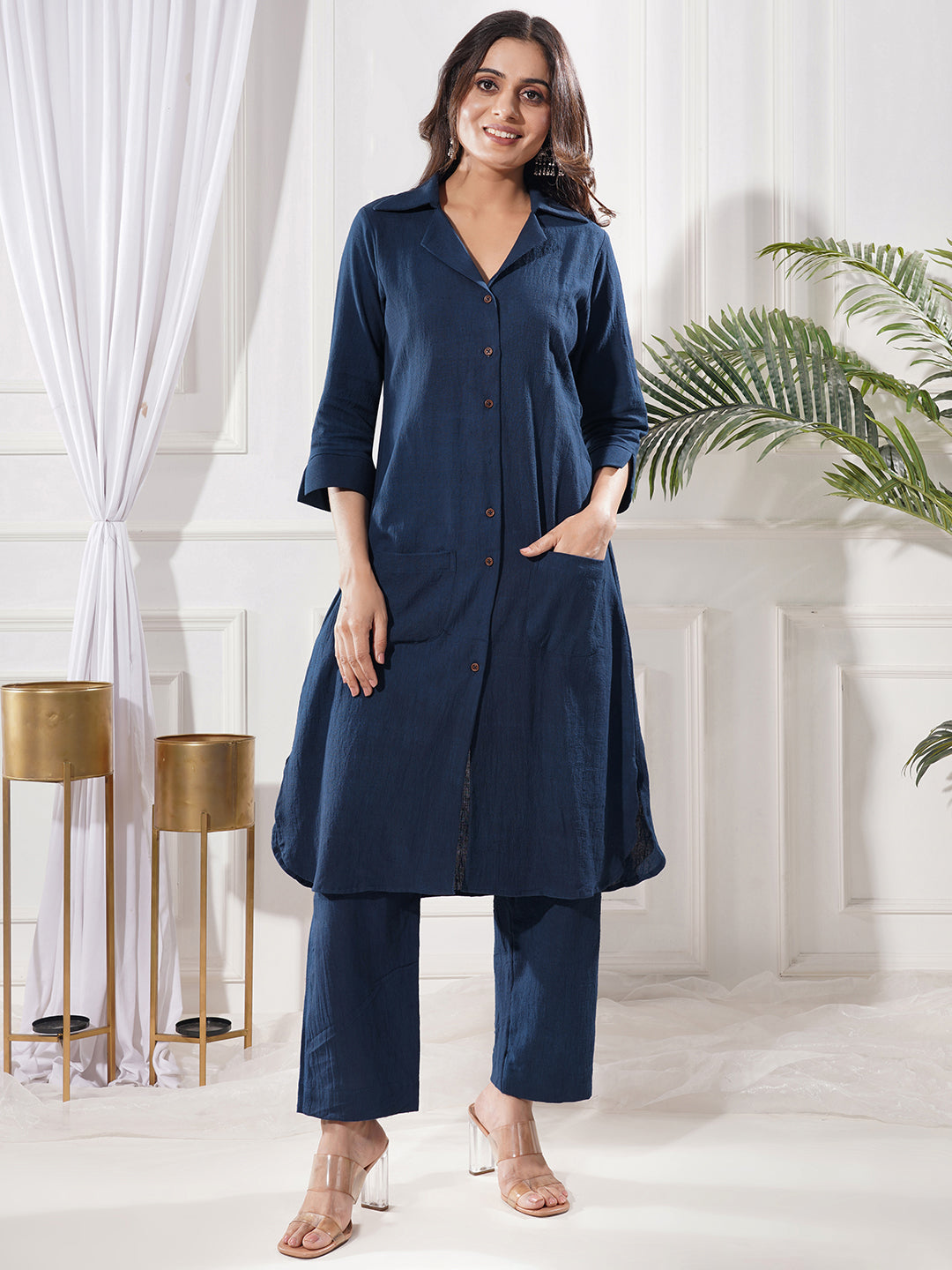 Blue Cotton Horizon Handwoven Kala Co-Ord Set