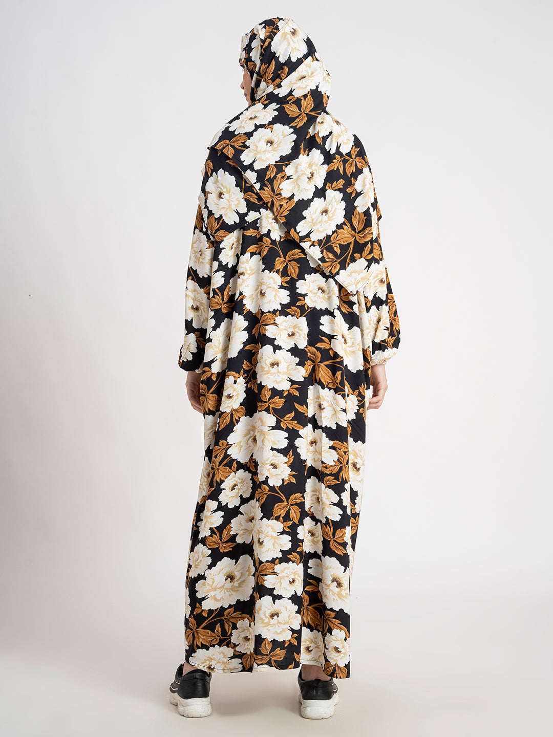 Brown 100% Viscose Printed Prayer Abaya Gown