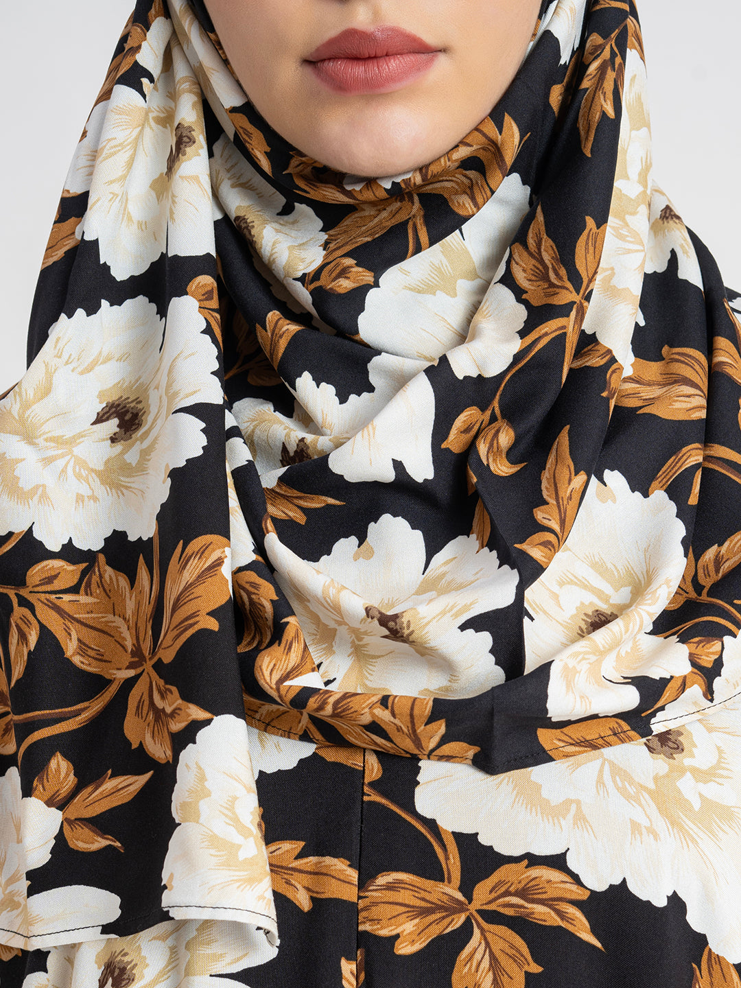 Brown 100% Viscose Printed Prayer Abaya Gown