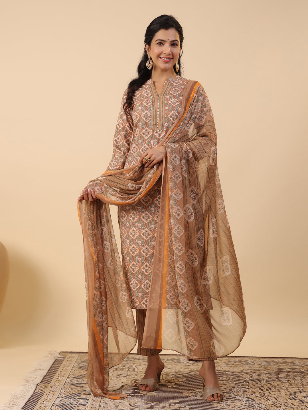 Brown-Biscuit-Slub-Straight-3-Piece-Kurta-Set