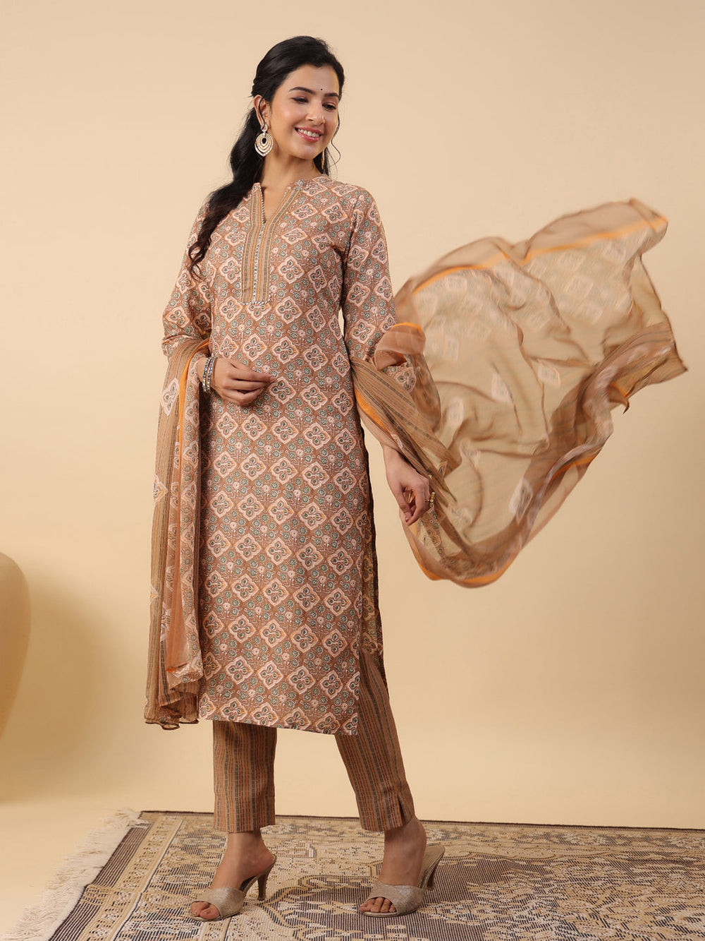 Brown-Biscuit-Slub-Straight-3-Piece-Kurta-Set