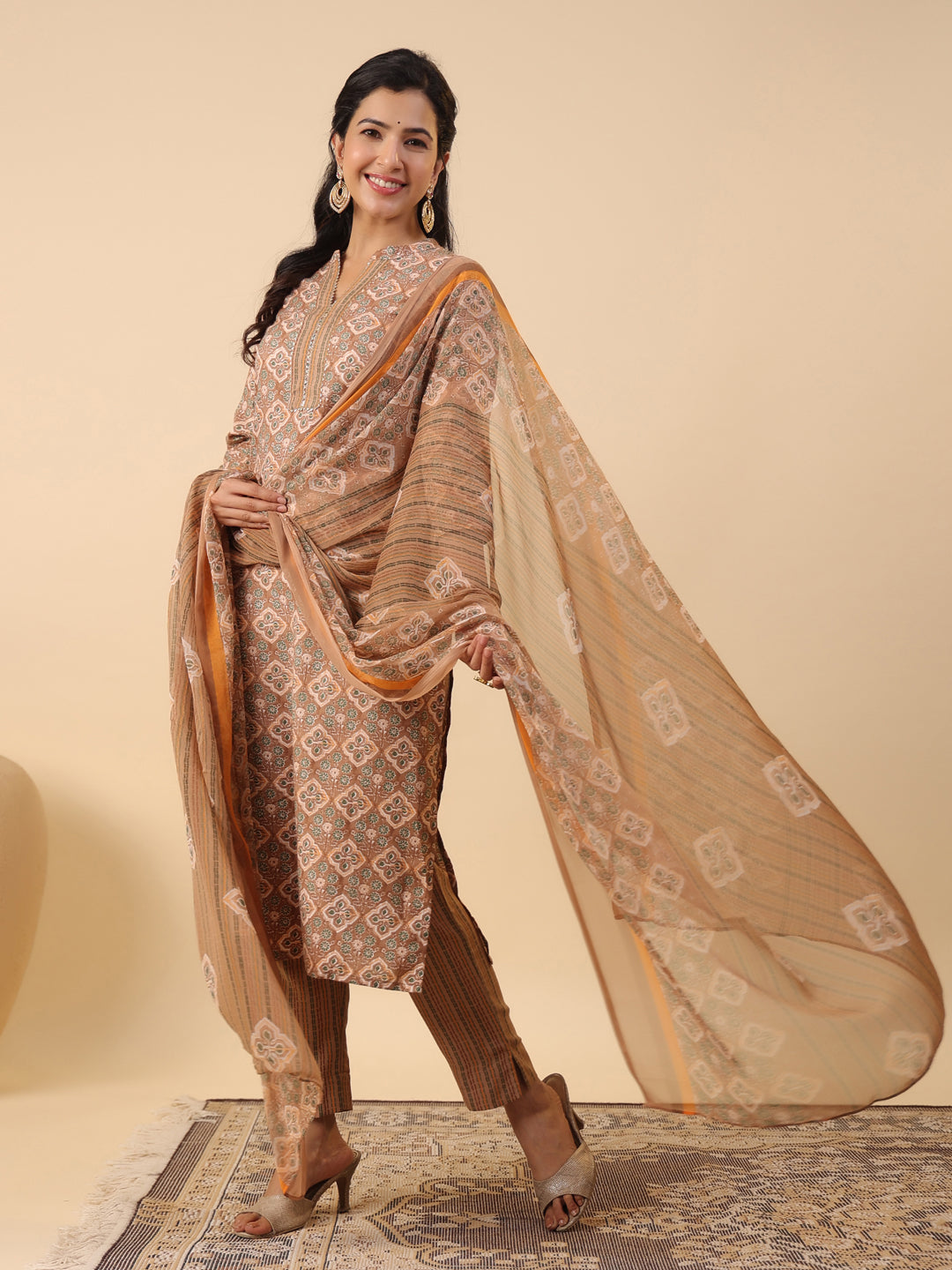 Brown-Biscuit-Slub-Straight-3-Piece-Kurta-Set