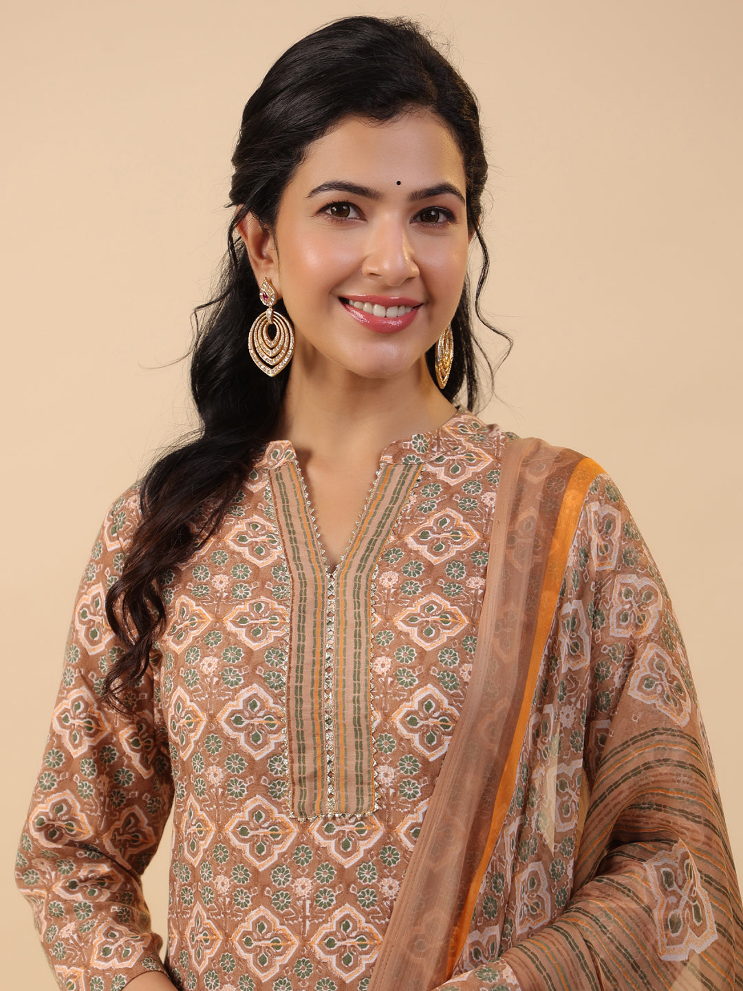 Brown-Biscuit-Slub-Straight-3-Piece-Kurta-Set