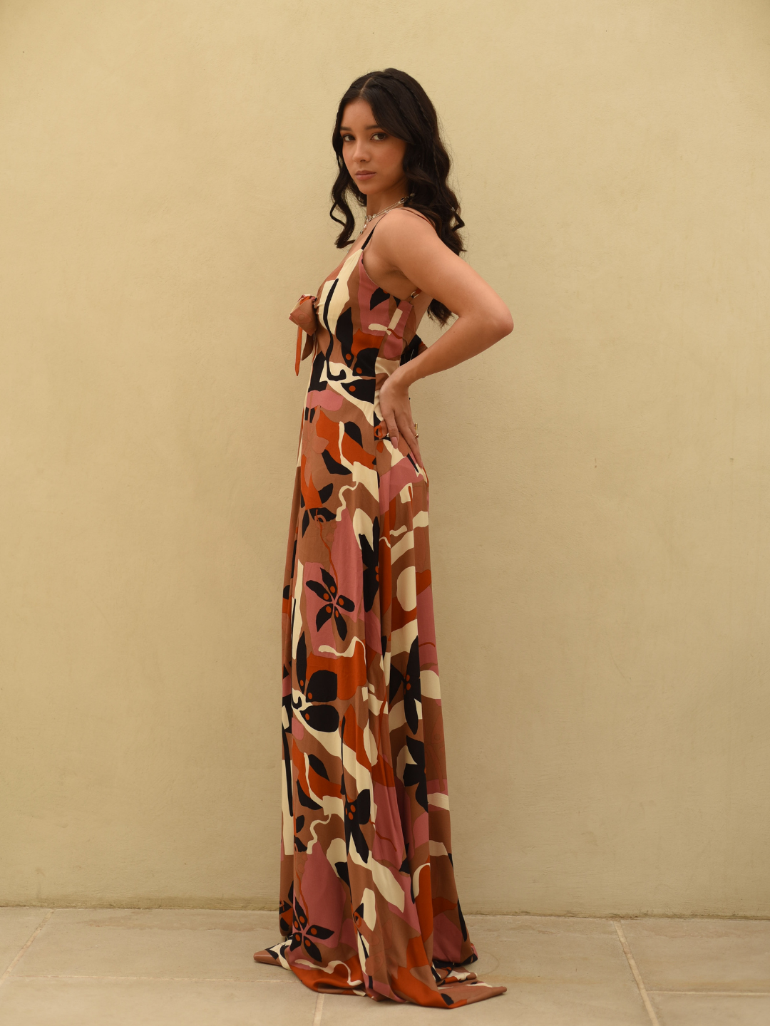 Brown-Cotton-&-Rayon-Sunset-Serenade-Maxi-Dress