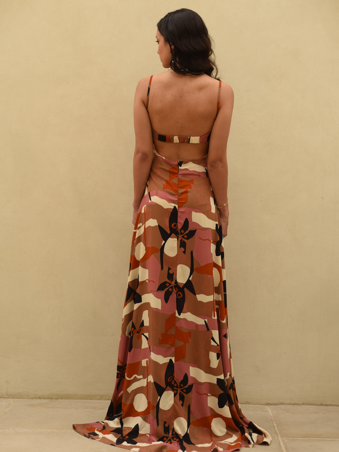 Brown-Cotton-&-Rayon-Sunset-Serenade-Maxi-Dress