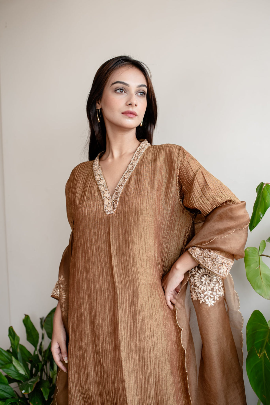 Brown-Crush-Tissue-Angrakha-Embroidered-Sharara-Set