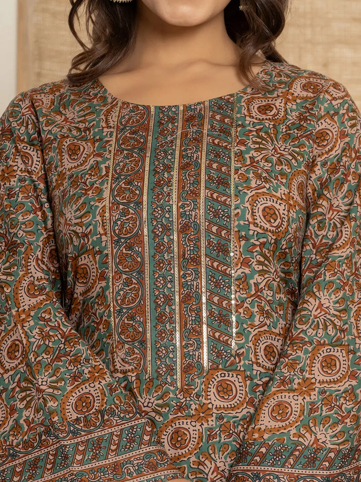 Brown-Cotton-Ethnic-Motifs-Sequins-Work-3-Piece-Kurta-Set