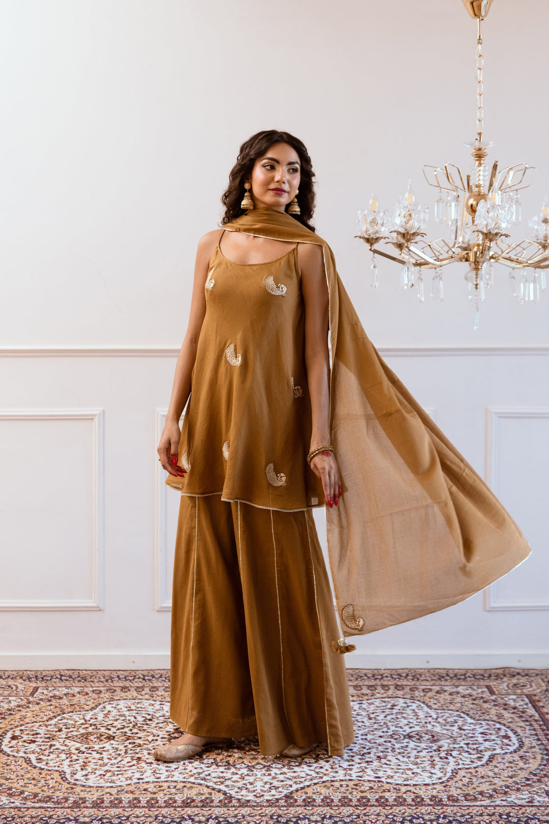 Brown-Mulmul-Gotta-Work-Strappy-Sharara-Set