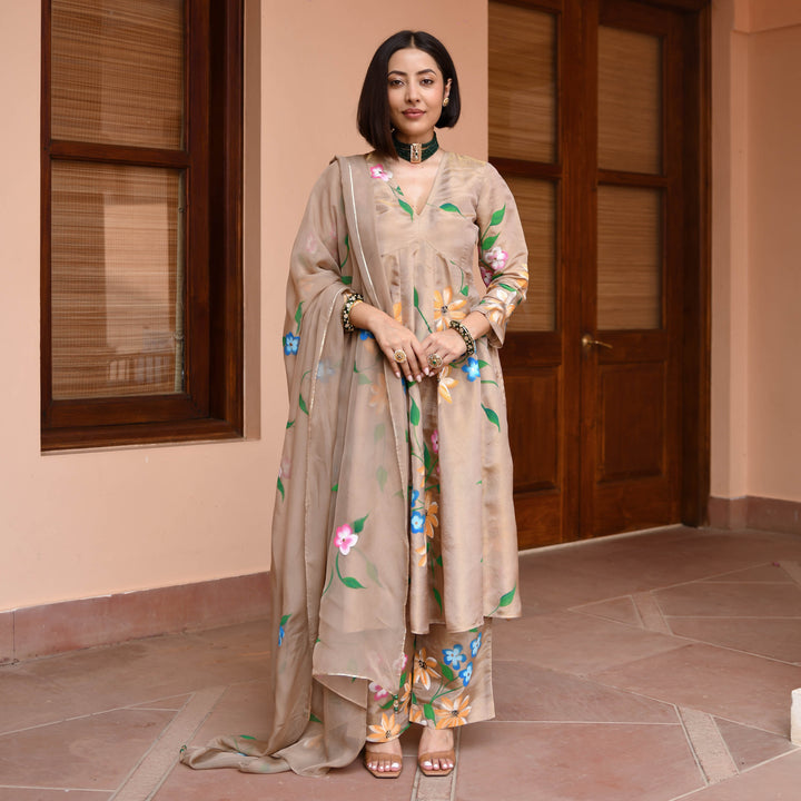 Brown-Muslin-Floral-Printed-Alia-Cut-3-Piece-Kurta-Set