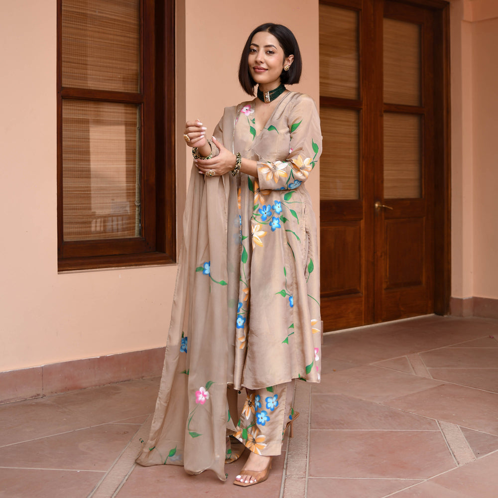 Brown-Muslin-Floral-Printed-Alia-Cut-3-Piece-Kurta-Set