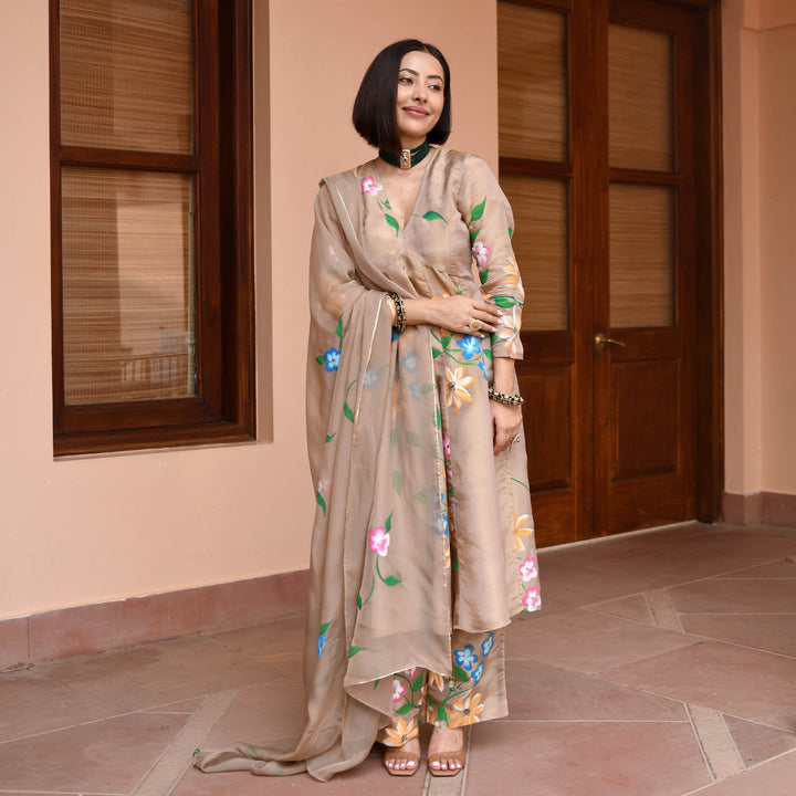 Brown-Muslin-Floral-Printed-Alia-Cut-3-Piece-Kurta-Set