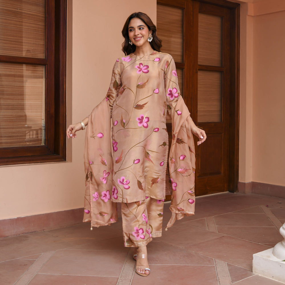 Brown-Muslin-Floral-Printed-Straight-3-Piece-Kurta-Set