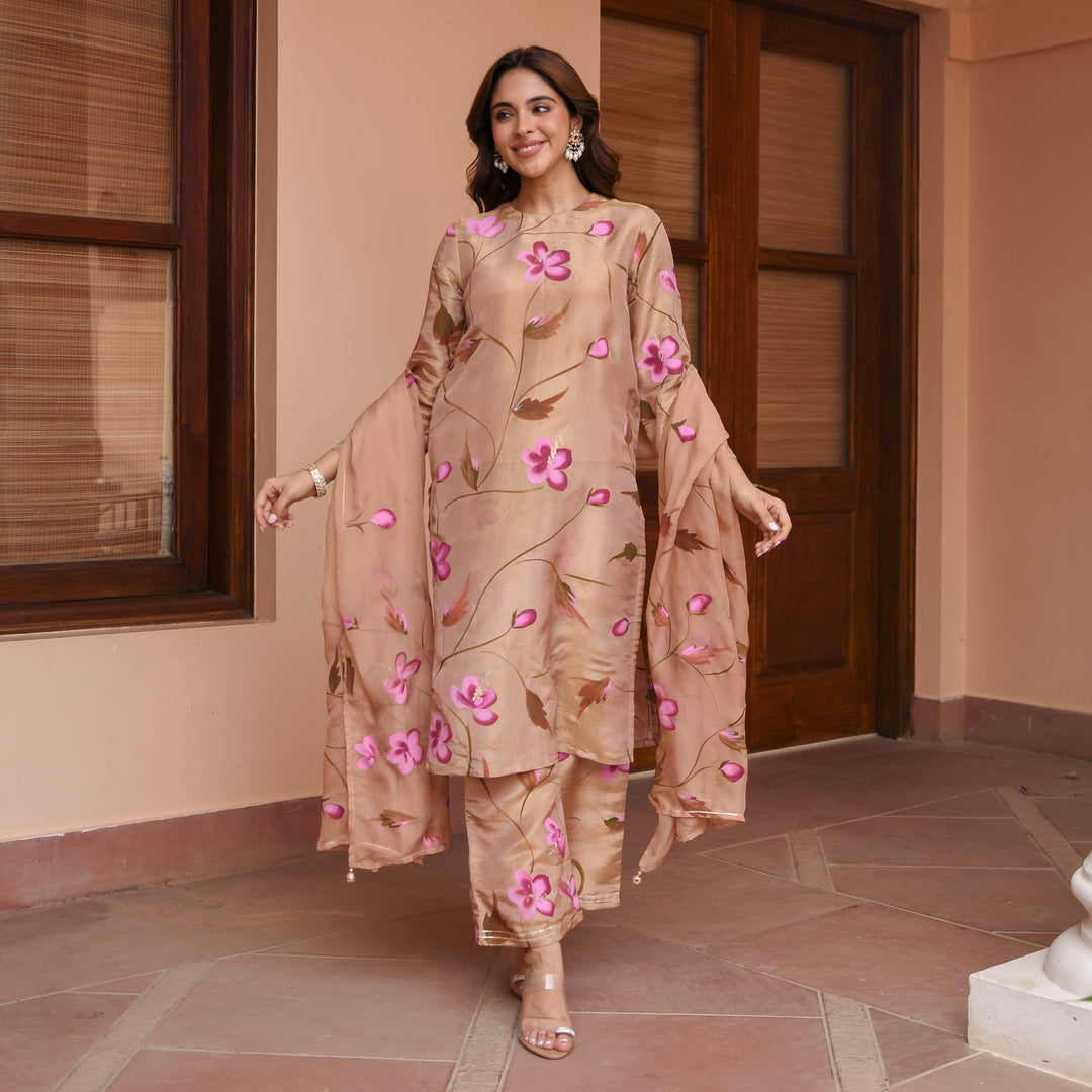 Brown-Muslin-Floral-Printed-Straight-3-Piece-Kurta-Set