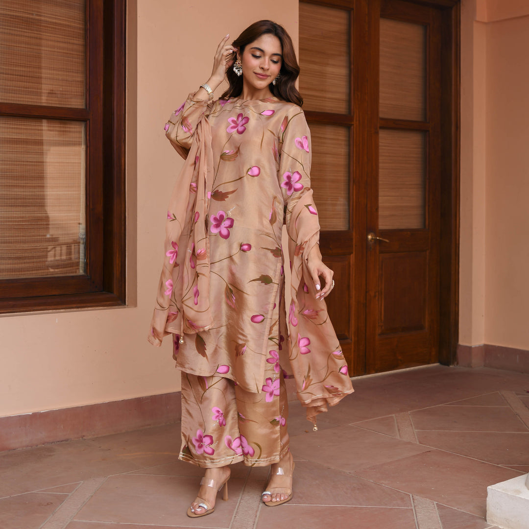 Brown-Muslin-Floral-Printed-Straight-3-Piece-Kurta-Set