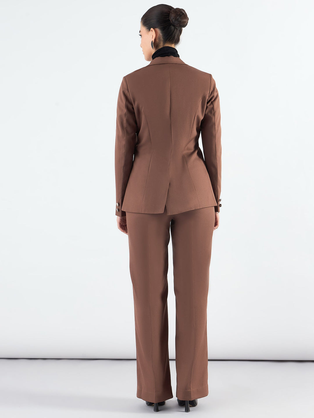 Brown-Poly-Viscose-Notched-Lapel-Blazer-With-High-Waist-Trouser