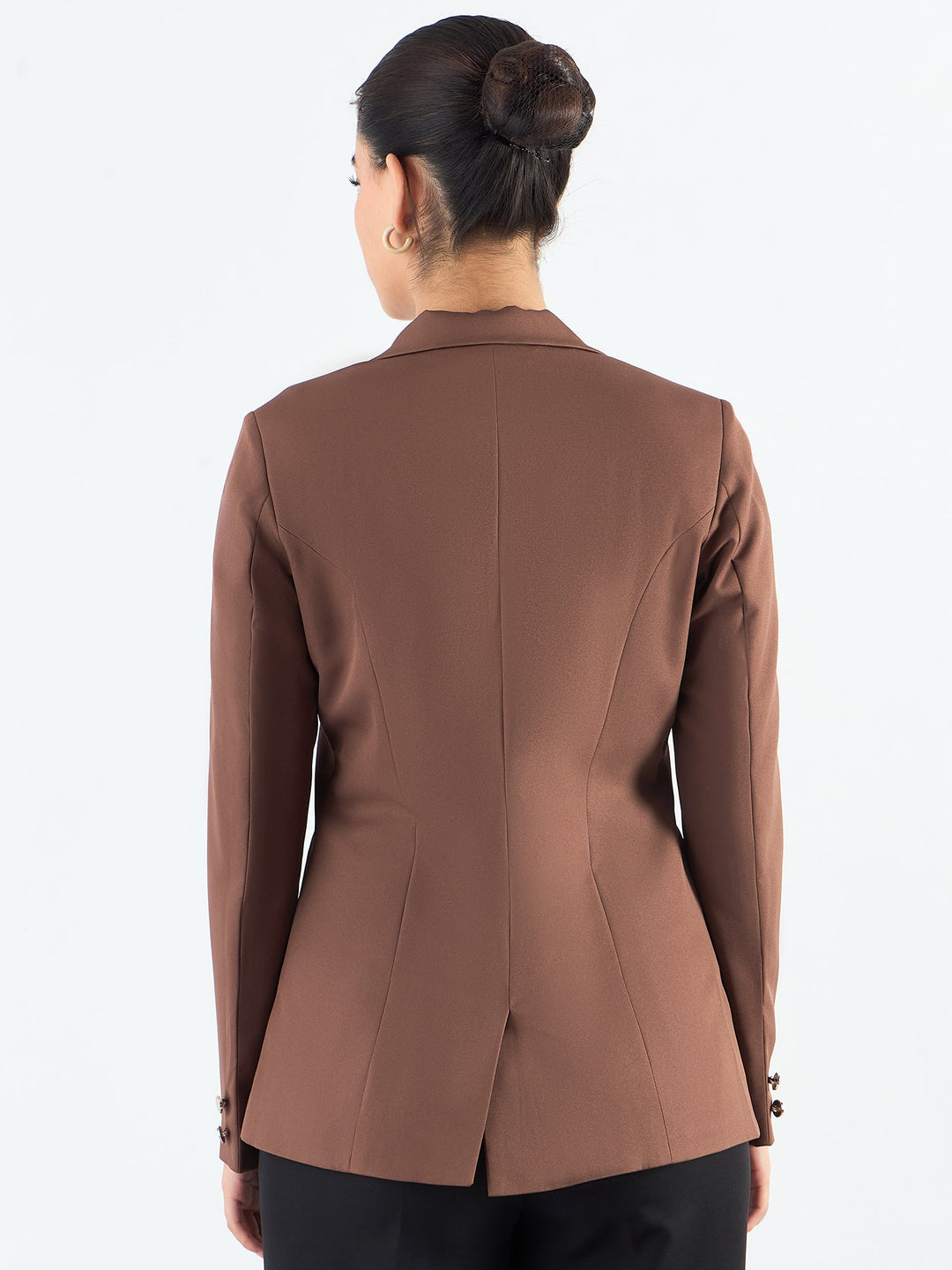 Brown-Poly-Viscose-Tailored-Fit-Notched-Lapel-Blazer