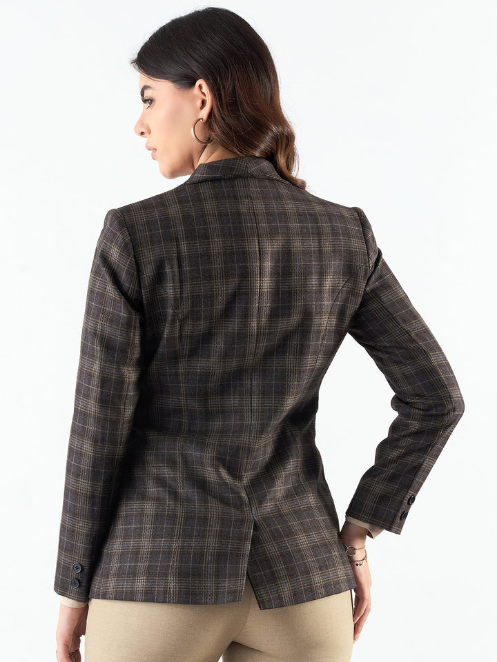 Brown-Poly-Viscose-Warm-Tweed-Tailored-Fit-Long-Blazer