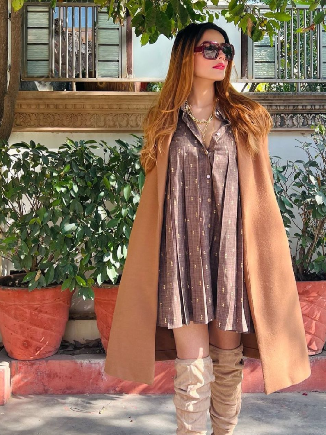 Brown-Rayon-Cotton-Shirt-Dress