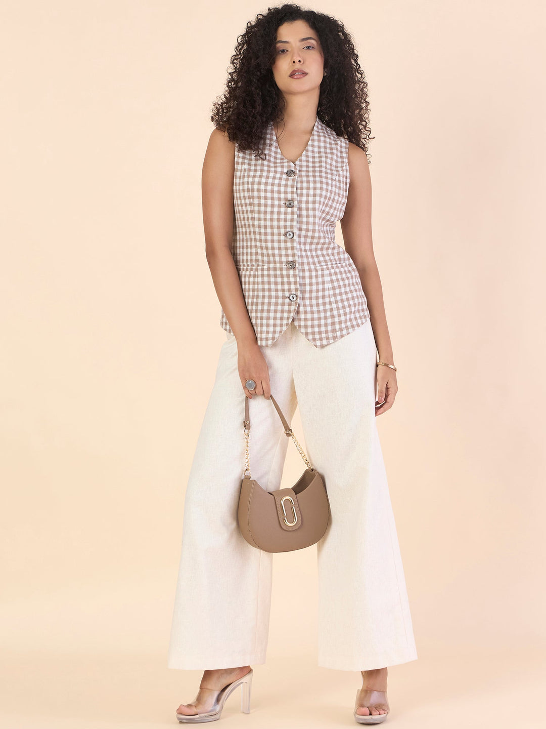 Brown-Cotton-Blend-Vest-Top-With-Straight-Fit-Co-Ord-Set