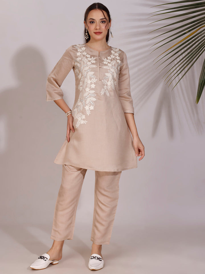 Brown-Embroidered-Thread-Work-Co-Ord-Set