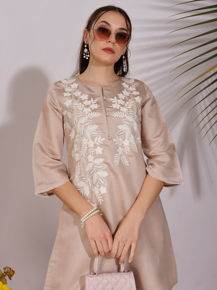 Brown-Embroidered-Thread-Work-Co-Ord-Set