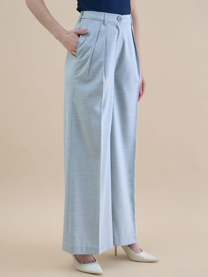 Brown-High-Waist-Straight-Cut-Solid-Grey-Trouser