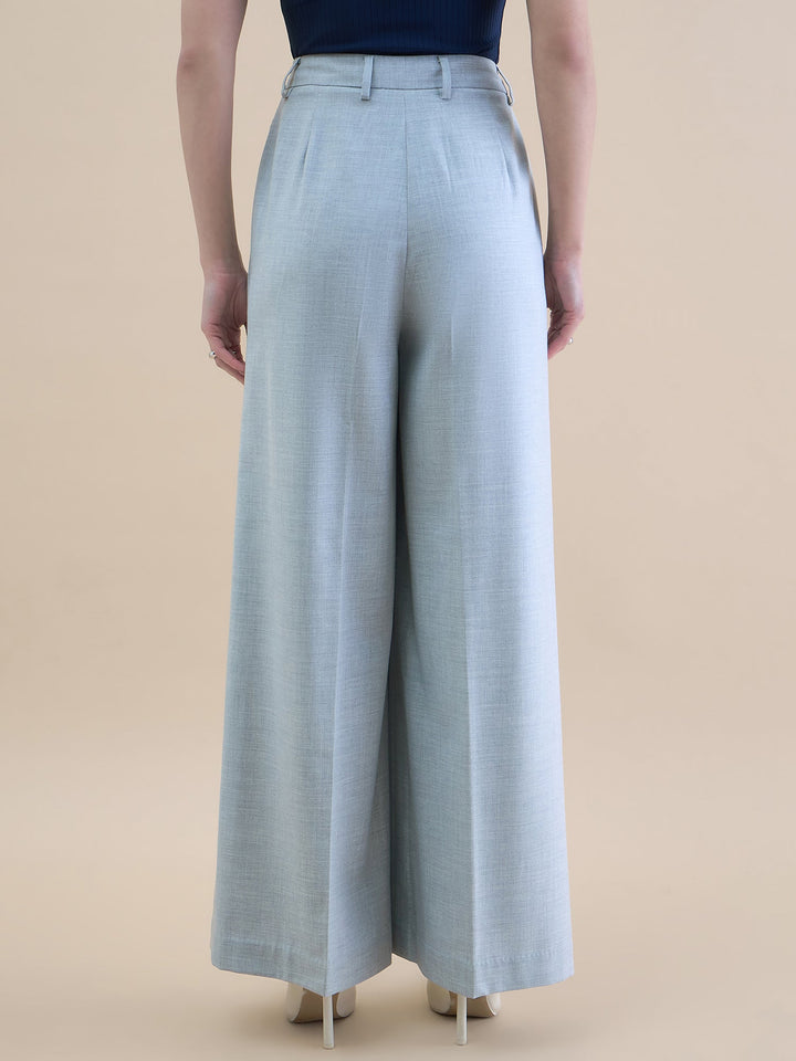Brown-High-Waist-Straight-Cut-Solid-Grey-Trouser