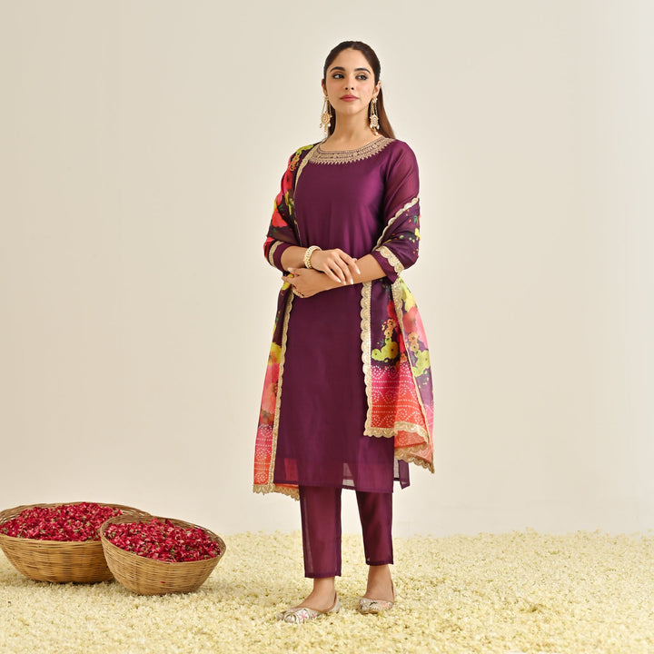 Burgundy-Poly-Chanderi-Embroidered-Yoke-Detail-3-Piece-Kurta-Set