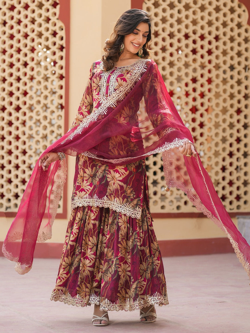 Burgundy-Pure-Chinon-Gotta-Patti-Work-Sharara-Set