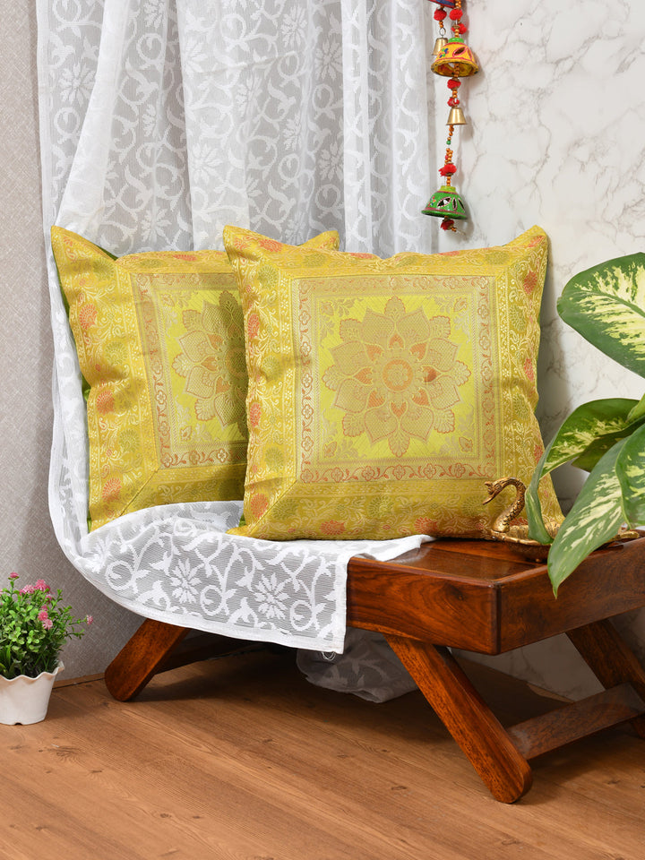 Yellow-Banarasi-Zari-Cushion-Cover