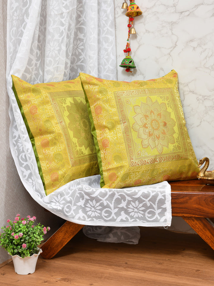 Yellow-Banarasi-Zari-Cushion-Cover