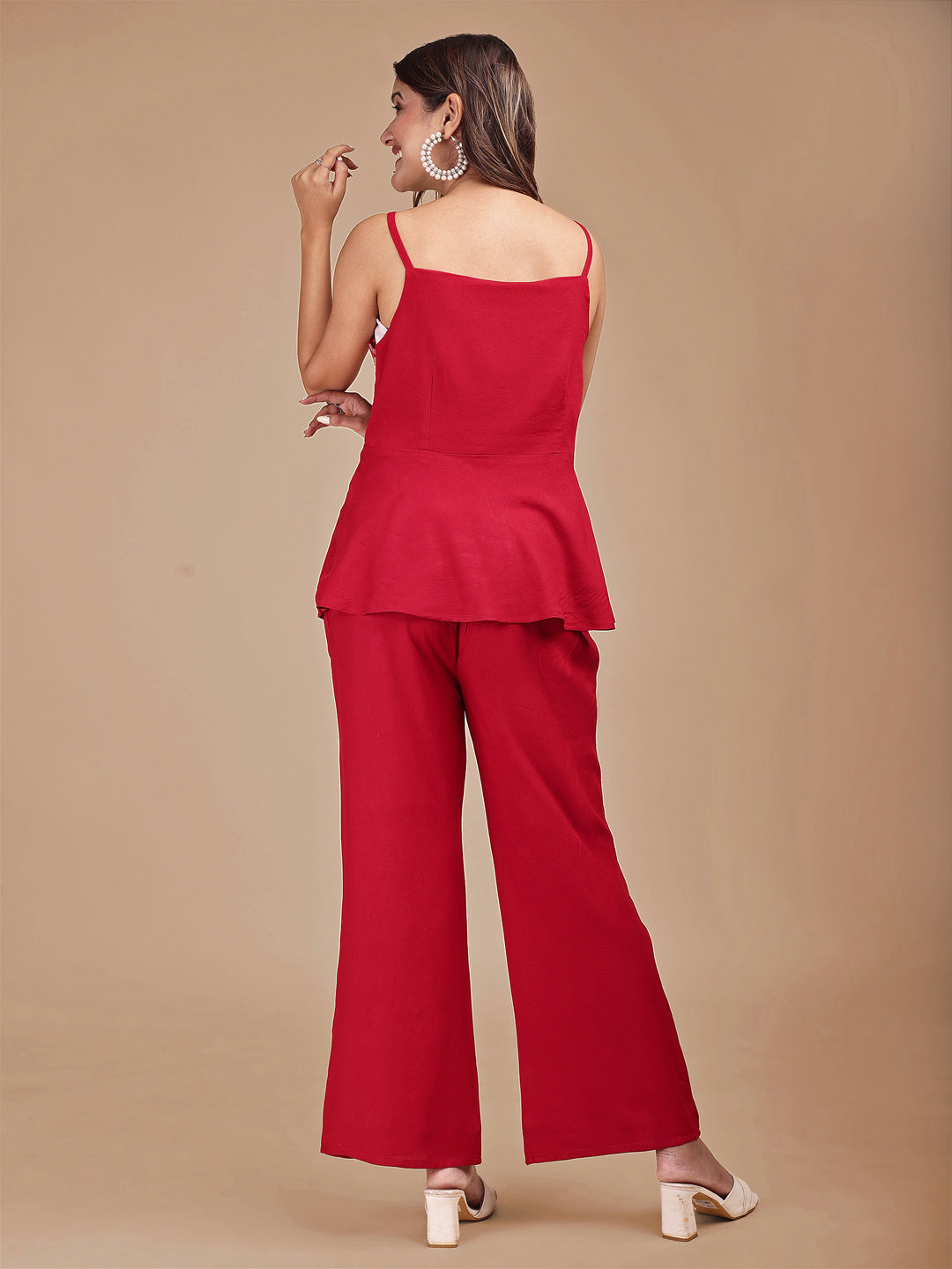 Red-Contrast-Rayon-Embroidered-Sleeveless-Co-ord-Set