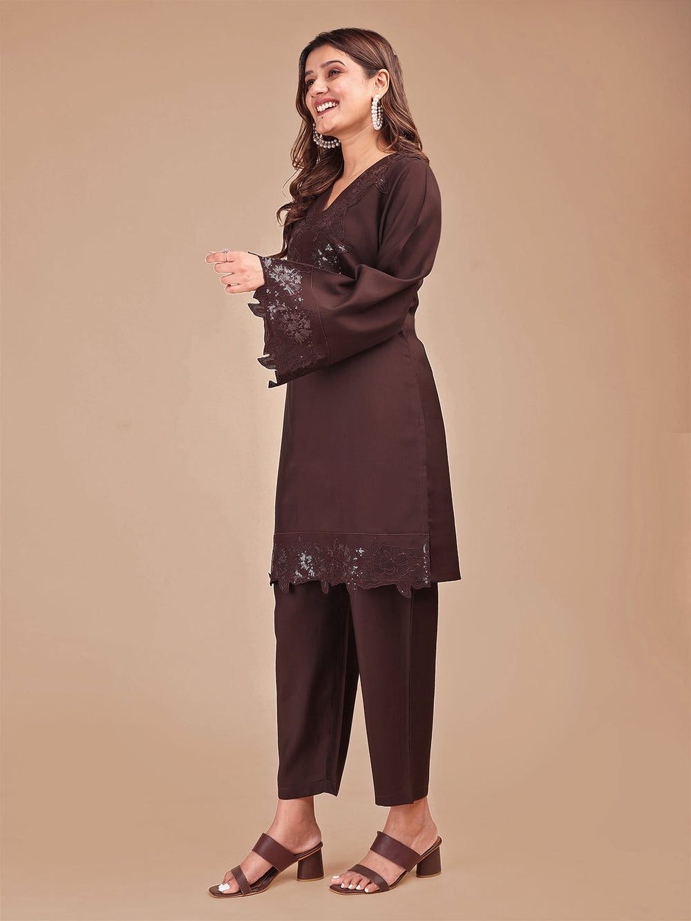 Cocoa-Tonal-Silk-Blend-Embroidered-Co-Ord-Set